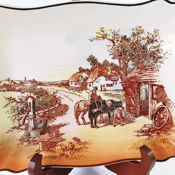 Royal Doulton Rustic England Serving Plate Countryside Thatched Roof Cottages - Picture 2 of 6